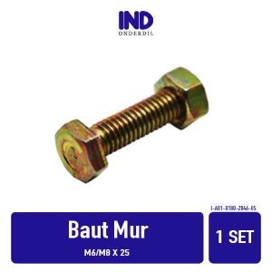 Baut Mur M6x25 M8x25 M6 M8 x 25 8x25 M 8 6 Baud Nut Kuning Kunci 10 12