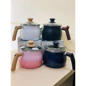 Nồi chiên ngập dầu Nhật Bản sâu lòng chống dính size 15cm có nắp đậy và tay cầm đáy 4 lớp dung tích 19L