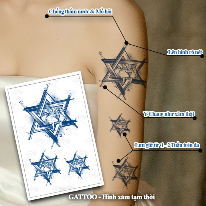 Hình xăm tattoo ngôi sao 6 cánh tiếng Phạn - Candyshop88