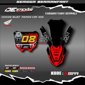 Stiker Papan Nomor Dan Sticker Spakbor Depan CRF 450 Simpel Keren LA0545