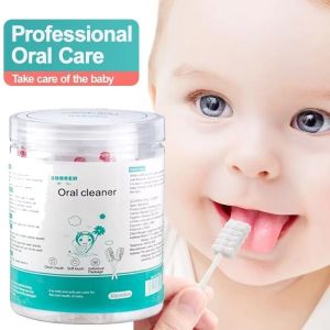 30/60pcs Baby Oral Cleaning Toothbrush Childrens Disposable Milk Teeth Toothbrush Tongue Cleaning Gauze Cotton Stick