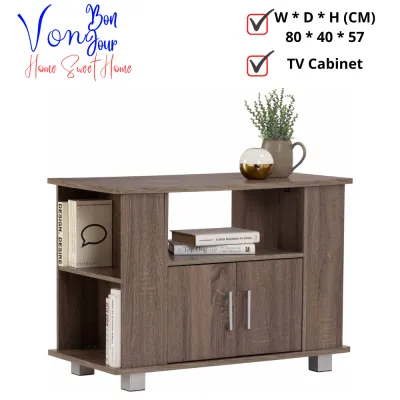 Von Bonjour REDA 80 CM TV Cabinet Wood/ TV Rack/ TV Console Table/ Kabinet TV/ TV Kabinet/ Rak TV/ TV Rak/ Almari TV