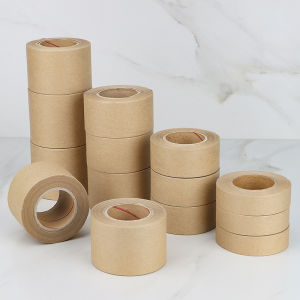 30meters/roll  [Water Activated Security Tape] Brown Kraft Paper Tape Heavy-Duty Adhesive Water Activated Security Packaging