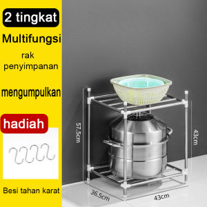 Rak Dapur Tempat Penyimpanan Panci Wajan Kamar Mandi Serbaguna Stainless Steel