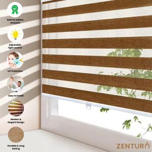 Brown Korean Zebra Blinds 80x180cm – Light Filtering Combi Window Shade