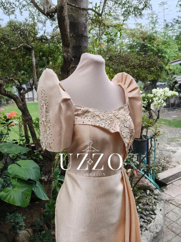 HABLON Elegant Modern Filipiniana Mestiza Sided Midi Dress 3D Floral Lace Metallic Beads Golden Mocha Gazar Fabric V-Neck Business Dress New A-Line Midi Dress - Lazada | Lazada PH HABLON Elegant Modern Filipiniana Mestiza Sided Midi Dress 3D Floral Lace Metallic Beads Golden Mocha Gazar Fabric V-Neck Business Dress New A-Line Midi Dress - Lazada | Lazada PH