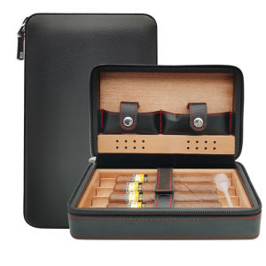 🇵🇭Humidor Travel Cigar Box Portable Cigar Travel Black Brown Cedar Fir Wood Container (excluding Lighter and Knife)