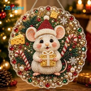 MAOMEI Acrylic phẳng 2D Bộ dụng cụ vẽ tranh kim cương chủ đề Giáng sinh Người tuyết Tròn dây chuyền tranh kim cương tự làm Lễ hội Cây Chim Bộ trang trí ngọc trai Giáng sinh Giáng sinh