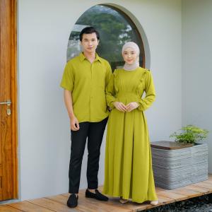 CP Pasangan Gamis Koko Muslim Renada Crincle Airflow  Couple Lebaran Pasangan Serasi By Demore