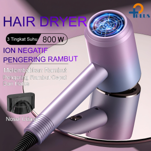 Hair Dryer Profesional 800W 3 Suhu Ion Negatif Pengering Rambut
