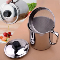 Stainless Steel Oil Filter Pot Kitchen Cooking Tool Storage Can Grease Strainer Container. 
