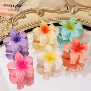 18/12/6Pcs 6 Colors Gradient Flower Hair Accessories Set Elegant Women Hair Pins Plumeria Flower Claw Clips Summer Flower Hair Pins Hawaiian Style Headwear