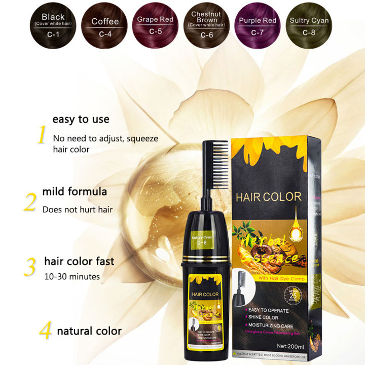 Hair Color Hair Dye Cream with Comb Applicator Gray Coverage Ammonia