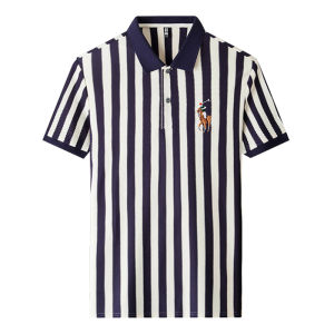 kaos pria distro kerenKemeja polo bergaris berkualitas tinggi kemeja polo kerah berdiri pria olahraga yang menyerap keringat