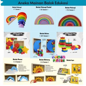 Mainan Edukasi Anak Balok Pelangi Balok Bintang Balok Bulan Balok Matahari Balok Awan Balok Iqro Bisa COD