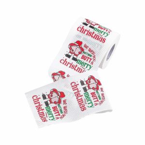 OKKFINE Santa Printed Christmas Toilet Roll Paper Kitchen Tool Color Pattern Xmas Tissue Roll Happy 2026 Christmas Tree Printed Christmas Supplies Home Decoration  Year