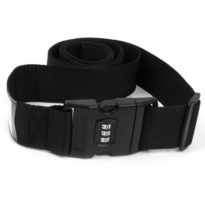 Travel luggage adjustable strap buckle safe belt number lock Adjustable Bag  Strap Luggage Belt With Combination Lock by JUST4U