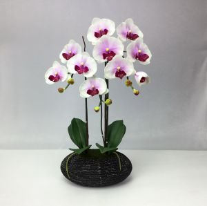 กระถางกล้วยไม้ประดิฐ์ กล้วยไม้ปลอมจัดในกระถางดินเผา