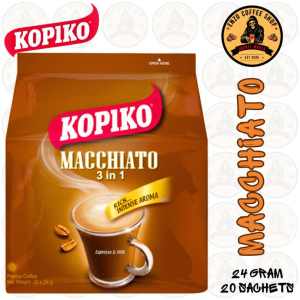 Kopiko Macchiato 3 in 1 Rich Intense Aroma Espresso & Milk 24 Gram 20 Sachets