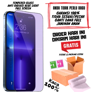 Tempered Glass TG Blue Anti Radiasi Anti Gores Kaca Full Screen IPHONE 6+ 7+ 8 8+ X XR XS XS MAX11 11PRO 11PROMAX 12 12PRO 12PROMAX 13 13PRO 13PROMAX Pelindung Layar Bahan Kaca Full Layar