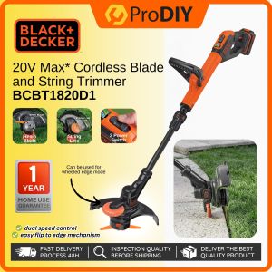 BLACK + DECKER (BCBT1820D1) 20V Cordless Blade and String Trimmer with 2.0AH Battery Lawn Mower Outdoor Grass Cutter Tools