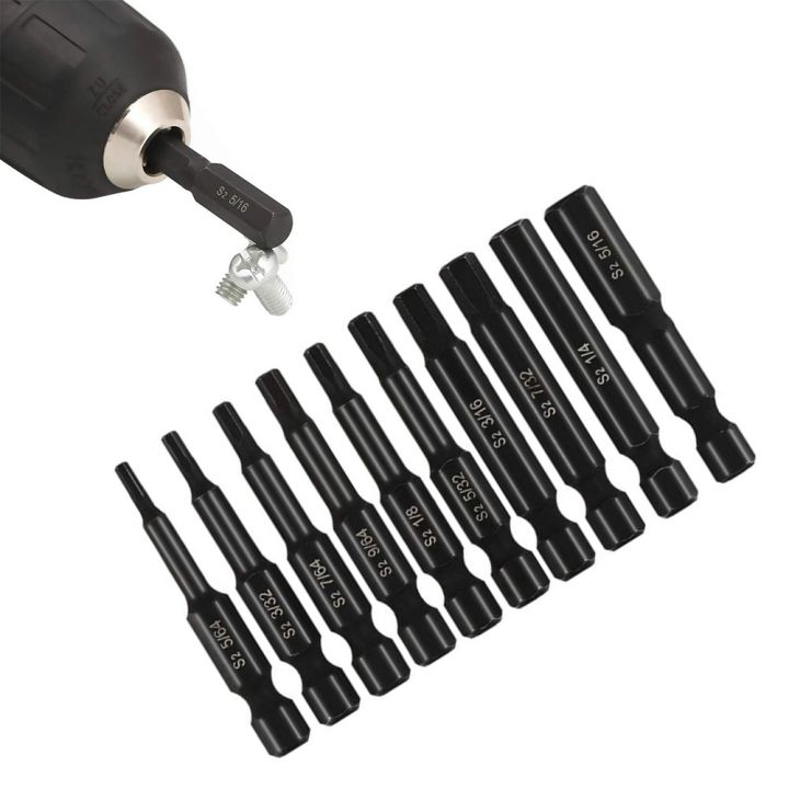 Au 10Pcs SAE Hex Head Drill Bit Set 1/4Inch Shank Hex Screwdrivers Bit Lazada