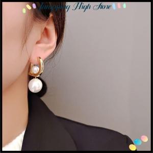 【Jumpping】 ต่างหูห้อยจี้มุก1คู่สำหรับผู้หญิงผู้หญิงทันสมัยหรูหราหัวเข็มขัดรูปตัว D รูปทรงเรขาคณิตใหม่สำหรับงานปาร์ตี้ของขวัญเครื่องประดับ