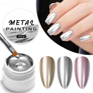 DIY Metallic Painting Gel Polish: Sparkling Nail Art Gold, Silver, Rose Mirror Glitter UV Soak Off Color Varnish