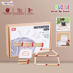 FR-M335 Matchstick Men Mainan Edukasi Anak Puzzle Korek Api Susun / Mainan Montessori Wooden Toys DIY Math Geometry Kids / Mainan Kayu Stick Early Education