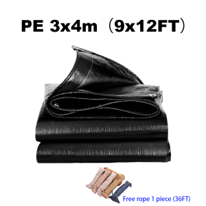【In stock】Black PE Waterproof Tar Heavy Duty Outdoor Cover 2x3m 3x4m 3x5m Canopy camping kanvas  Tarpaulin waterproof (Get a Free Gift!)