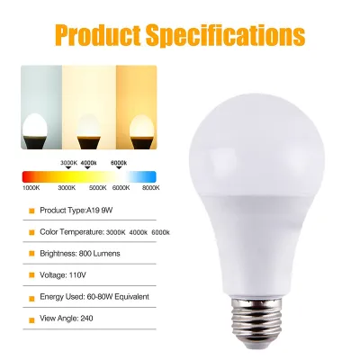 LED E27 Bulb Plastic Covered Aluminum 9W 7W Energy Saving Light Bulbs White Light Warm Light Tri Color Light Available Options for Ceiling Light Chandeliers Pendant Light Table Lamp Floor Lamp