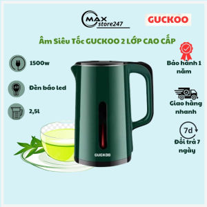Ấm Siêu Tốc Ấm Đun Nước Siêu Tốc GUCKOO Công Suất Cao 1500W Tự Ngắt Điện Khi Sôi Bình Đun Nước Siêu Tốc 2 Lớp Cách Nhiệt Dung Tích 2.5L
