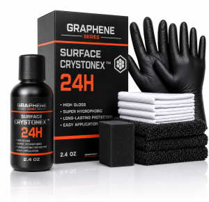 CRYSTONEX 24H is a cutting-edge graphene-enhanced surface coating formulated to deliver crystal-clear gloss ultimate hydrophobic performance and enduring protection.