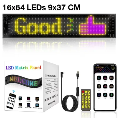 MiSanuk แผงเมทริกซ์ LED 5V USB หน้าจอแสดงผล LED พิกเซล ยืดหยุ่น ลายกราฟฟิตี้ RGB แสดงข้อความ แอปบลูทูธ สําหรับรถยนต์ ร้านค้า ป้าย led ติดรถ