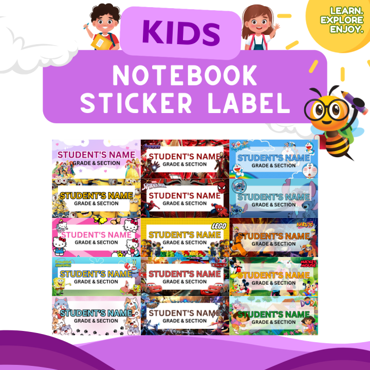Notebook Sticker Label | Subject Sticker Label - For Kids (SEND THE ...