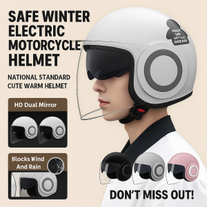 Universal Electric Motorcycle Helmet for All Seasons  Suitable for All Ages and Genders  HD Dual Lens  Anti-Fog  Protects Against Flying Objects