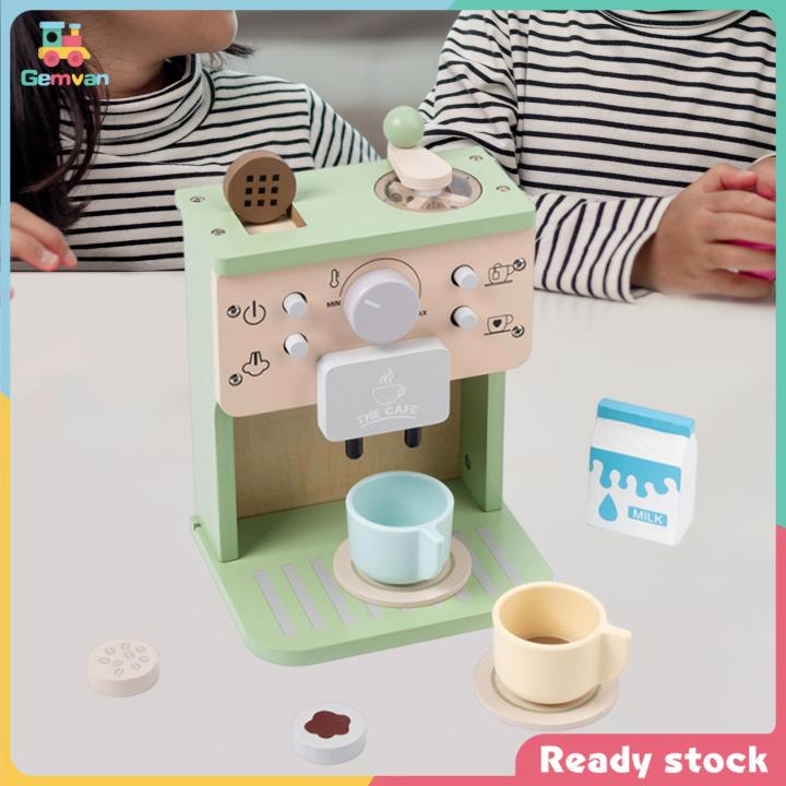 Gemvan Wooden Coffee Maker, Kitchen Toy Playset Cafe Cookware Afternoon ...