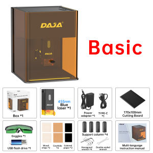 DAJA DJ6 Pro 10W portable mini laser engraving machine is suitable for engraving on materials such as metal wood acrylic glass leather and plastic.