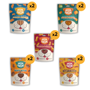 [Bundle of 10] Awesome Pawsome All Natural Dog Treats Grain Free Training Snacks for Dogs of All Ages Made in New Zealand with Resealable Bag