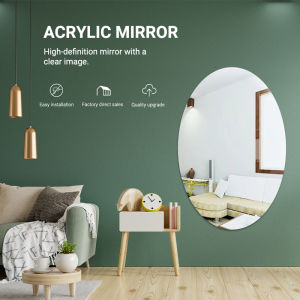 【60*40cm】1-3 Days delivery Large Acrylic Oval & Square Mirror Makeup Mirror Self-adhesion Dressing Counter bathroom mirror sticker wall Mirror