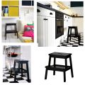 Wooden Step Stool Chair (2 Steps) - Natural White. 