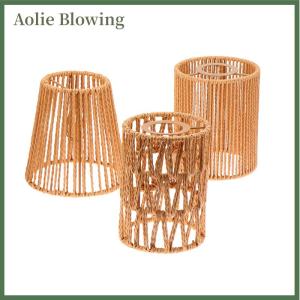 Aolie 1 Piece Vintage Hanging Lampshade Handmade Woven Lamp Shade For Living Room Bedroom Hotel Simulated Rattan Light Fixture