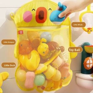 EO4MD 2Pcs พร้อมถ้วยดูด ถุงเก็บของเล่นอาบน้ำเด็ก แขวน รูปทรงเป็ด ถุงตาข่ายกบ หลายฟังก์ชัน การ์ตูน ที่จัดระเบียบห้องน้ำ สำหรับอ่างอาบน้ำ