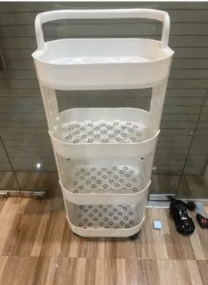 Kệ Đựng Đồ Đa Năng 3 tầng Giỏ Để Đồ 4 Tầng Có Bánh Xe Di Chuyển Tặng Kèm Sticker Dễ Thương