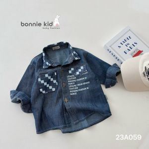 BE104 Áo sơ mi giả Jean BONNIE cho bé trai đi chơi đi học phong cách Hàn Quốc