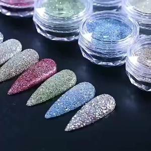 Diamond Nail Powder Set Sparkling Nail Glitter Shiny Pigment Powder Bright Acrylic Nail Glitter Dust for Face Body Eye Nail Art Decoration 10pcs/Set