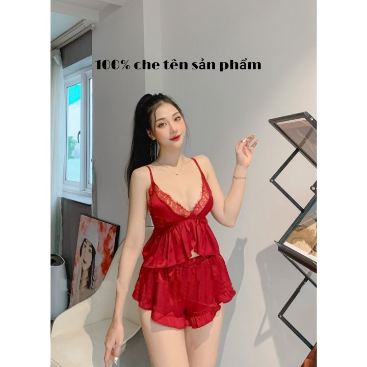 (Set 1)[Hàng đẹp] Set đồ ngủ hai dây lụa mềm mịn sexy cao cấp Bộ mặc nhà gợi cảm quyến rũ ( cherishvayngu )