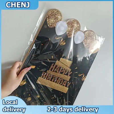 CHENJ New Happy Birthday Black Gold Giant Birthday Guestbook Message Commemorative Card