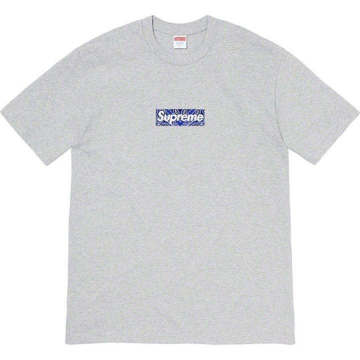 Supreme Bandana Box Logo Bogo Tee Cashew Flower Short Sleeve T-shirt Loose  Men and Women