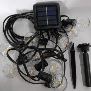 10 Bulbs G40 18FT Globe String Waterproof Solar Powered Outdoor Decor Patio Fair Light X-mas Lamp